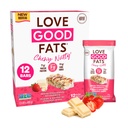 Love Good Fats Chewy Nutty White Chocolatey Strawberry Keto Bares - Low Carb Protein Snacks - 12 pack (1.59oz / 45g cada bar)