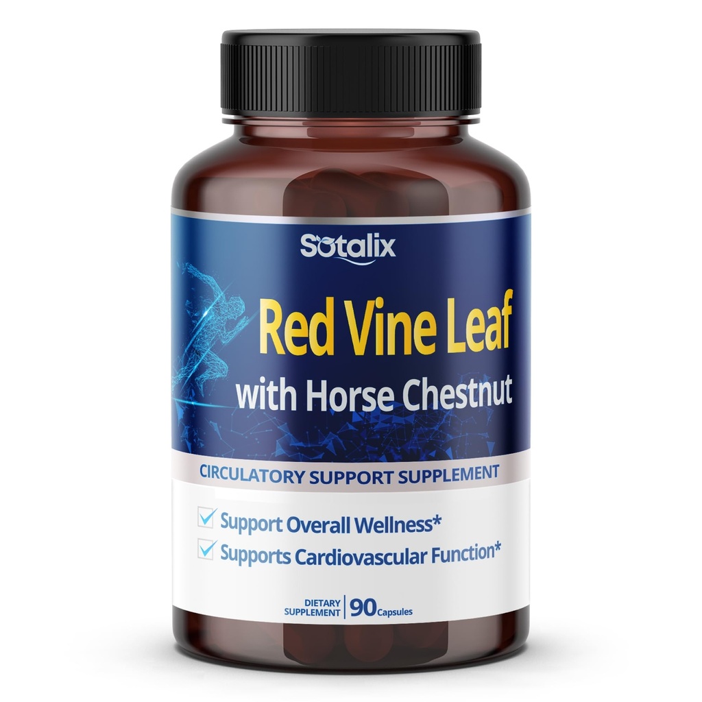 Red Vine Leaf and Horse Chestnut, 50% Flavonoids for Leg Vein Support, Skin, Heart Wellness