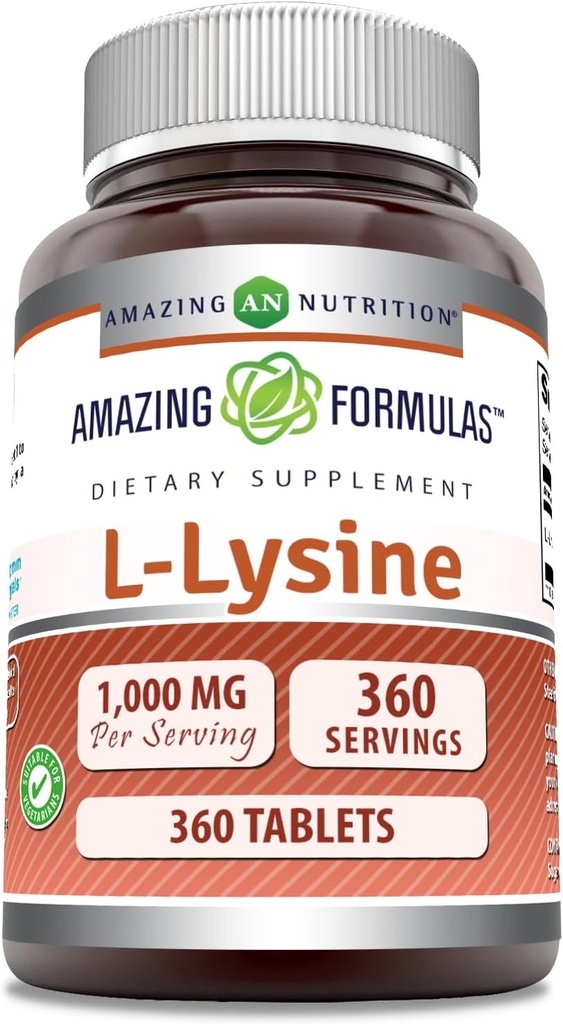 Fórmulas increíbles L-Lysine 1000 Mg tención 360 Tablets ← Suplemento dietético