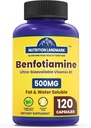 Benfotiamina - Suplemento de Thiamine B1, Suplemento de Benfotiamine - Benfotiamine 120 cápsulas, Gluten Gratis - 500 mg por servicio