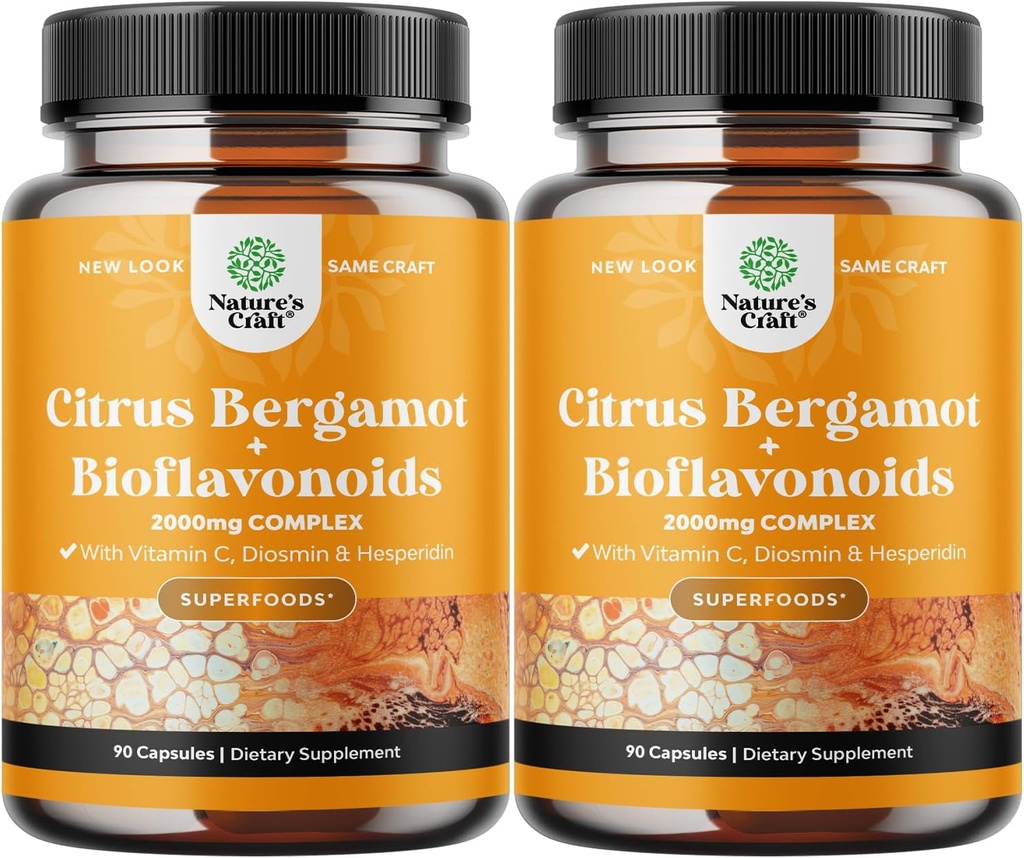 Citrus Bergamot Suplemento con Citrus Bioflavonoids - Ultimate Citrus Bioflavonoids Suplemento con Citrus Bergamot Extracto 1000mg Rutina y Hesperidina para Immunity & Heart Health Support (2 Meses)