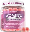 Mujeres Multivitamina Gummy con Hierro, Biotina 2500mcg, Collagen, Keratina, Vitaminas diarias A C D E Folate, Complejo B, Multivitamina metilada para las mujeres Apoyo Energía, Belleza, Inmune, Azúcar Gratis, 60 Cuenta