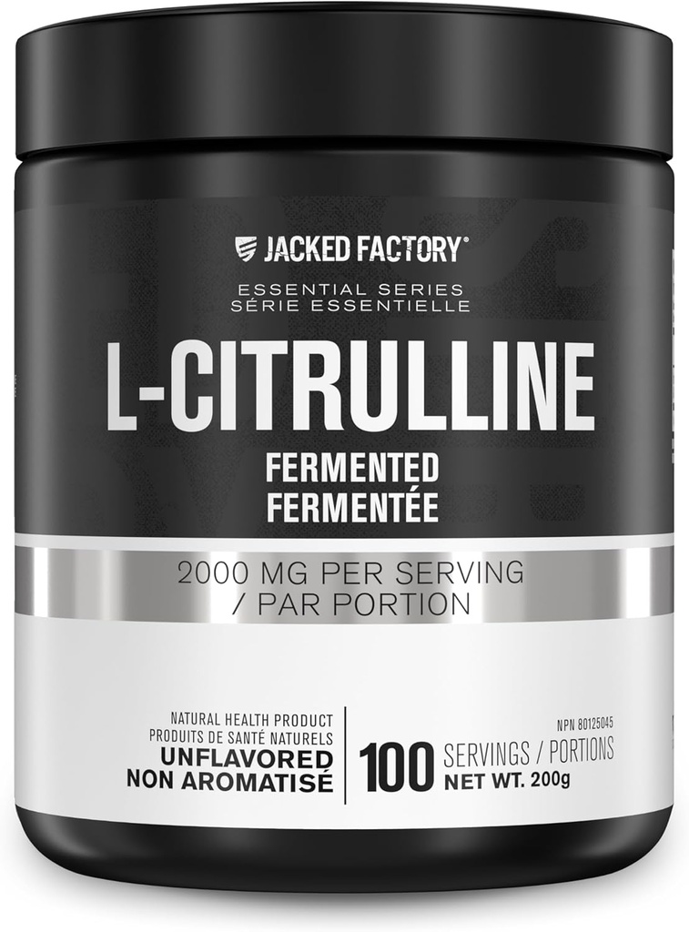 Fábrica de Jacked L-Citrulline - Fermented L Citrulline Powder, Nitric Oxide Booster para aumentar el flujo de sangre, fuerza, resistencia - 100 servidos, desflavorado