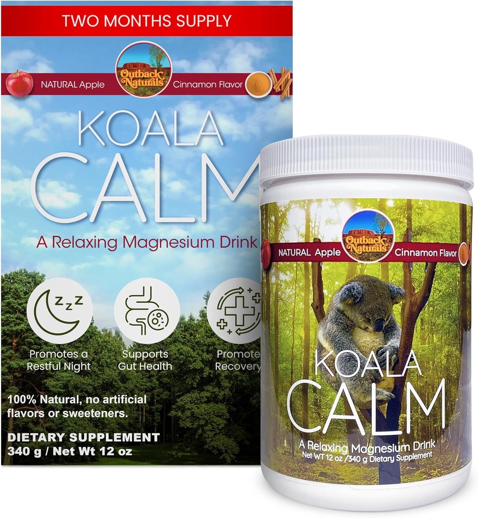 Powder de Magnesio Calma - 400 mg Mezcla de Bebida de Citrato de Magnesio para Relajación, Apoyo al sueño &amp; Alivio muscular, Apple Cinnamon Flavor