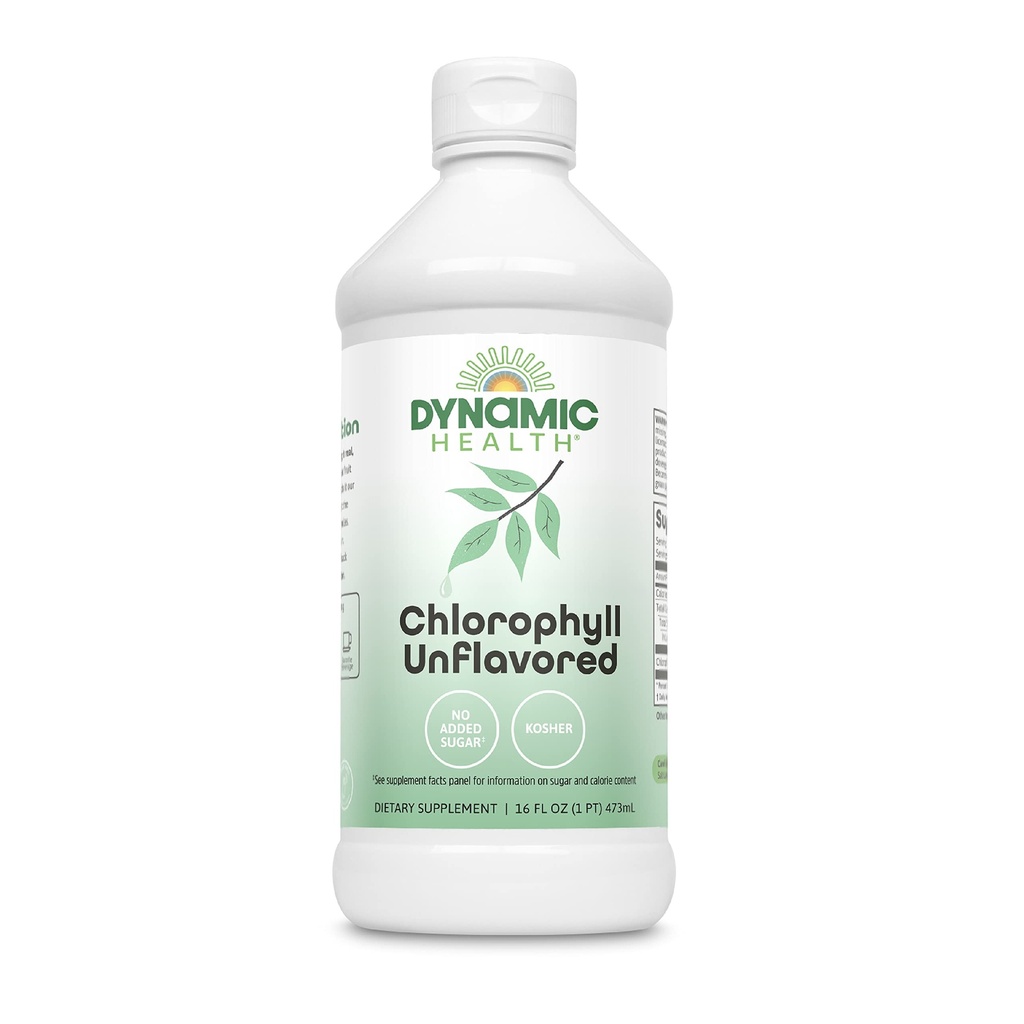 Salud Dinámica Clorofila líquido Desflavorada 100 mg, clorofilinas de cobre de sodio con hojas de Alfalfa y Mulberry, limpieza de plantas y desodorización, sin azúcar añadido, 16 Fl Oz