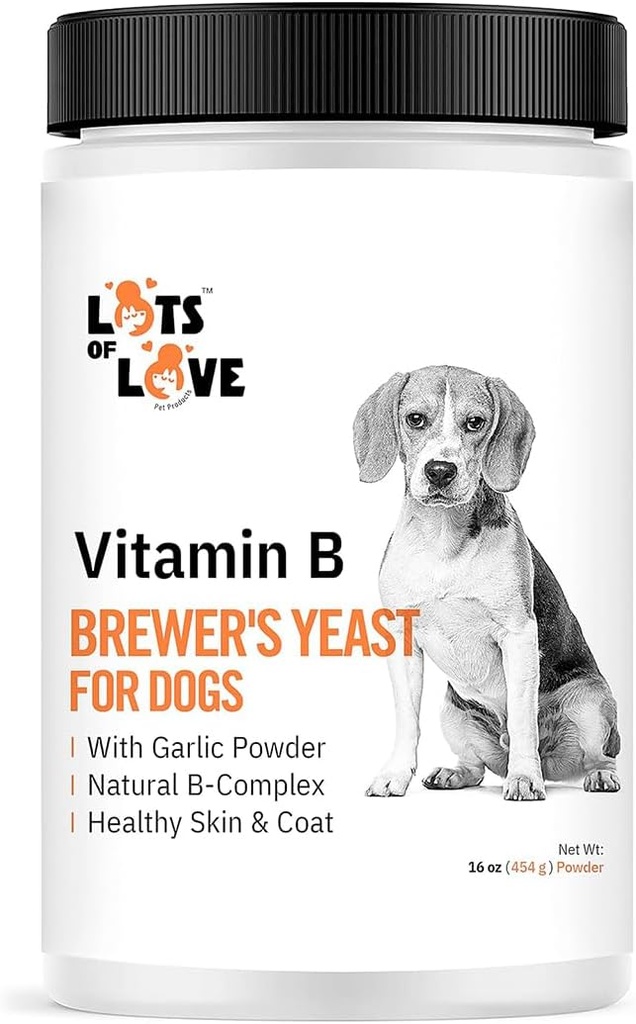Polvo de levadura para perros - Sabor de ajo, vitamina B, complejo natural de B, Niacina &amp; piel sana " Cuna (1 libra)