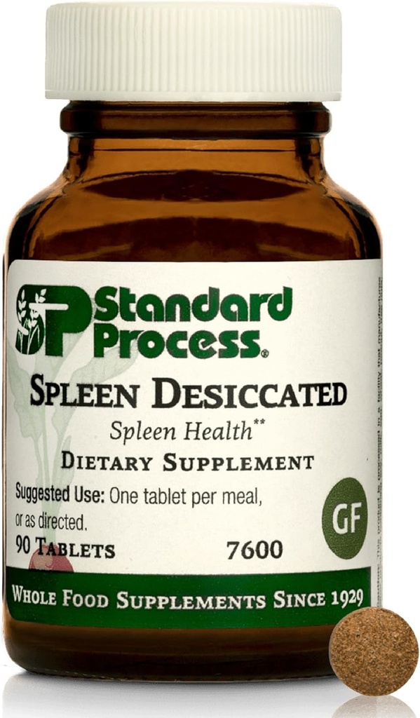 Standard Process Spleen Desiccated - Suplemento integral basado en los alimentos para apoyar la salud del bazo - Aid Healthy Immune System - Suplemento con Blend proprio con Bovine " Ovine Spleen - 90 Tablets