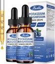 (2 Pack) Suplemento de magnesio de potasio líquido con potasio, magnesio, calcio, vitamina D3, zinc, para adultos y niños, sin azúcar