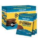 Honey Stinger Organic Gluten Cookies &amp; Cream Waffle, Energy Stroopwafel for Exercise, Endurance and Performance, Sports Nutrition for Home &amp; Gym, Pre &amp; During Workout, 16 Waffles, 16.96 Ounce