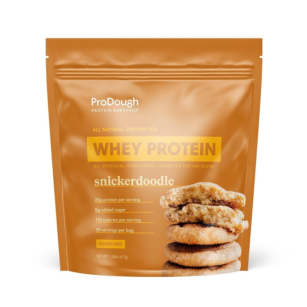 ProDough Gourmet Whey Isolate Hydrolized Protein Powder for Shake Mix- Easy Digest Enzyme Blend, 25g Protein per Serving, Natural Ingredients, Gluten Free, Keto Friendly (Snickerdoodle)
