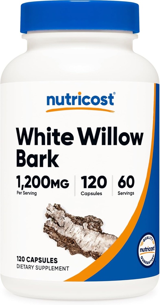 Nutricost White Willow Bark Capsules (1200 mg por Serving) 120 cápsulas - 60 piezas