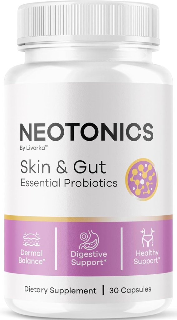 Neotonics Capsules - Neotonics oficiales Skin & Gut Essential Probiotics, Advanced Formula Neotonics Skin and Gut Organic, All Natural Supplement Neotonics Review, 30 Capsules para 1 Mes