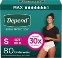 Protección fresca abierta Diapers de adultos, Incontinencia & Postparto Leak Ropa interior para mujeres, Desechable, Máximo, Pequeño, Desenfoque, 80 Conde (2 Packaging May Vary