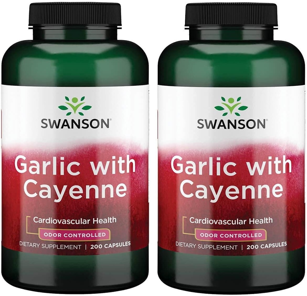 Swanson Garlic with Cayenne 200 Capsules (2 Pack)