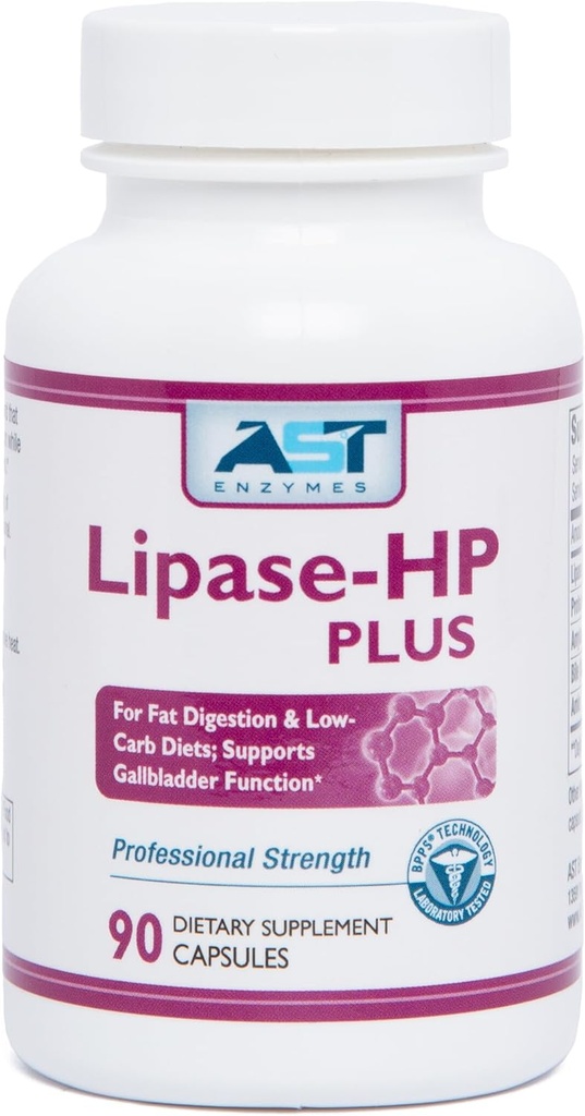 AST Enzymes Lipase-HP Plus – 90 cápsulas vegetarianas - Enzimas digestivas para alimentos grasos – Keto Diet Digestive Enzyme Formula