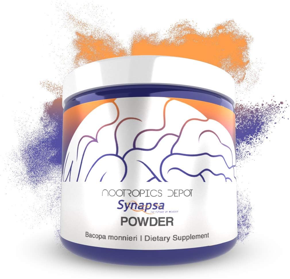 Nootropics Depot Synapsa Bacopa Monnieri Powder ← 30 gramos ← Extracto de plantas enteras ← Ayurveda Suplemento Silencio clínicamente Provenido para mejorar el aprendizaje, la memoria y el rendimiento mental