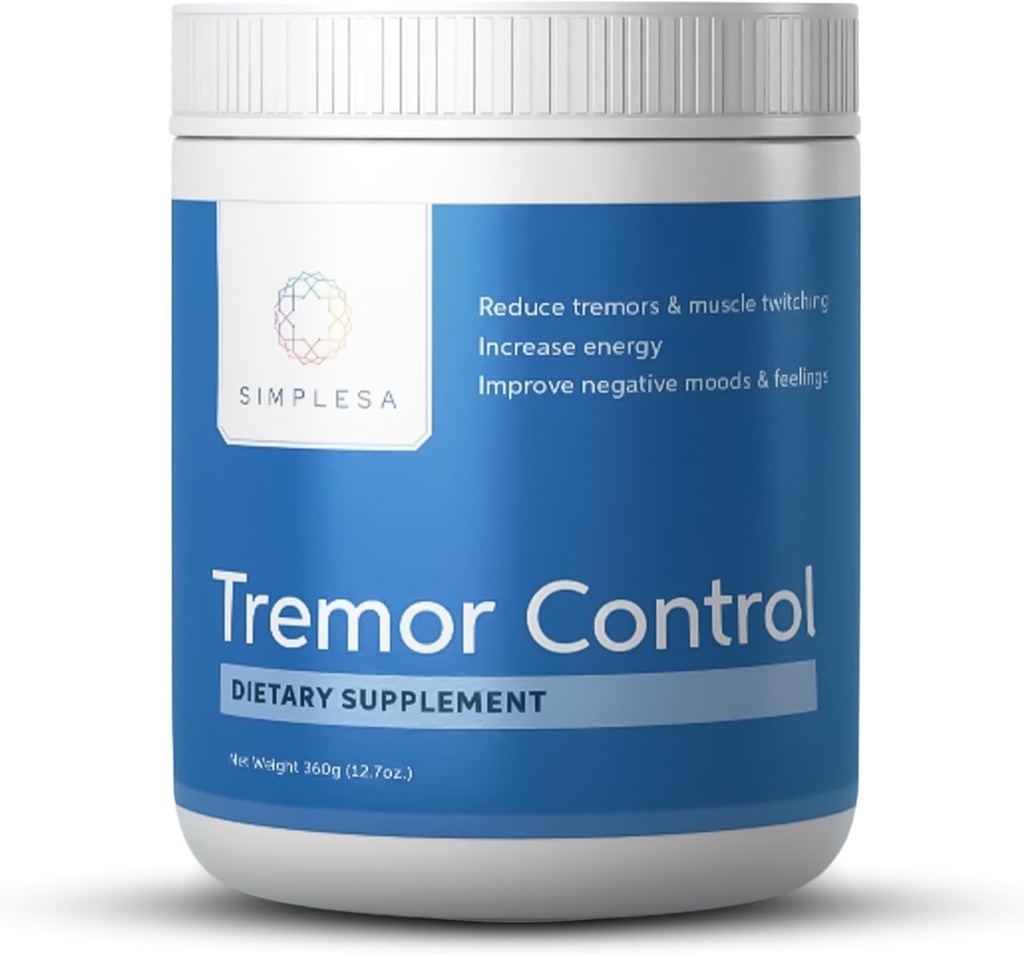 Simplesa Tremor Control, L-Arginine Alpha-Ketoglutarate Suplemento, Incluye GABA, Ubiquinol y Niacin, 360g AAKG Powder Suplemento, soporta el control del temblor y la salud muscular