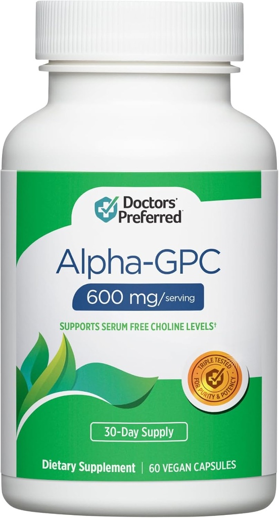 Suplemento de Alfa GPC de DOCTORS - Fórmula Premium. 600 MG/Serving, 60 cápsulas Vegan, suministro de 30 días