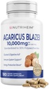 Agaricus Blazei Extracto de setas orgánicas para Immune & Energy Support - 30% Polysaccharides " 180 Veggie Capsules - Non-GMO, Gluten-Free, Vegan-Friendly Supplement