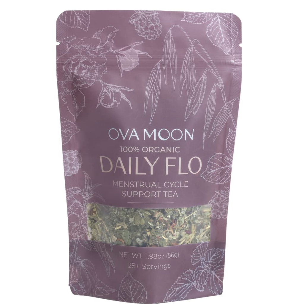 Ova Moon PMS Tea: Natural Period Relief from Cramps, Bloating, and Menstrual Pain ¦ Red Raspberry Leaf, Rose, Oat Straw, Nettle and Lemon Balm  100% Organic Loose Leaf