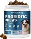 Probióticos para perros, Mejorar las picaduras de picazón de la piel, Gut Health, Yeast Balance, Alergías, Inmunity, Dog Probiotics and Digestive Enzymes with Prebiotics, Reduce la diarrea (180 Chews, Steak)