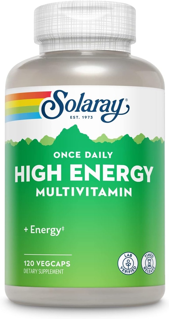 SOLARAY High Energy Multivitamin | Once Daily, Timed-Release Formula | Whole Food & Herb Base | Non-GMO