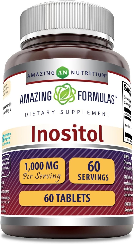 Fórmulas increíbles Inositol 1000mg Suplemento TENIDO Tablets TENIDO NO-GMO TENIDO Gluten-Free TEN Made in USA (1 Pack, 60 Cuenta)