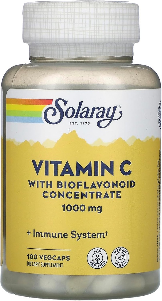 Solaray C Suplemento con Rose Hips, Acerola, Bioflavonoids, 1000mg, 100 Condes