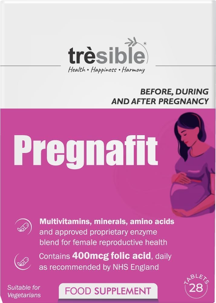 Embarazo prenatal y suplementos postnatales de las mujeres Trèsible Pregnafit 28 Tablets ¦ CoQ10, Ácido Fólico, Vitamina D, Zinc peru Vegetarian, Gluten Free, Halal TEN No Sintéticos Binders o Coating