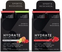 Sports Research Hydrate Electrolytes Combo Pack - Sin azúcar &amp; naturalmente saboreado con vitaminas, minerales y agua de coco - Soporta hidratación - 32 Packets - Cherry Pomegranate Dominant Flavor