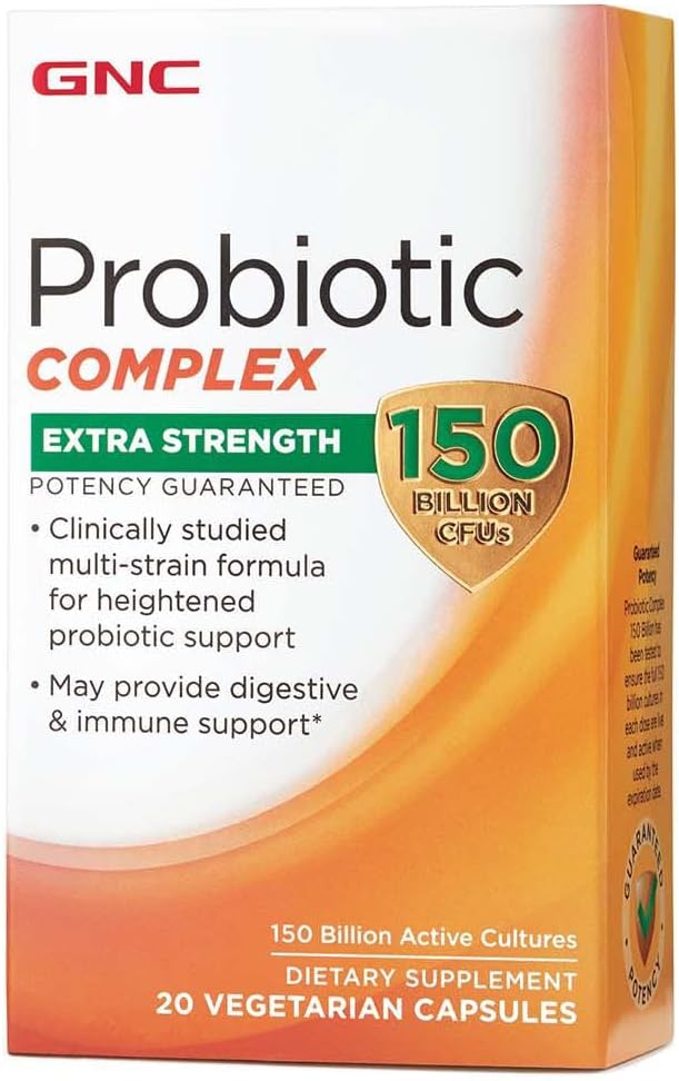 GNC Probiotic Complex Extra Strength with 150 Billion CFUs, 20 cápsulas, Daily Probiotic Support