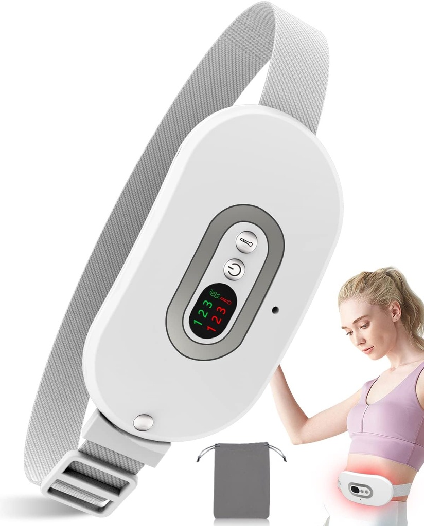 Almohadilla de calefacción para calambres de época FSA HSA Eligible Aprobado, Almohadilla de calefacción portátil para amortiguador de cáscaras menstruales,Cinturón de calefacción inalámbrico eléctrico con 3 niveles de calor para la espalda, vientre, estómago