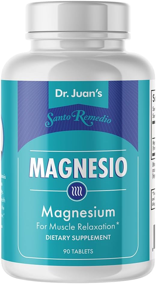 Santo Remedio Magnesio, Apoyo Relajación muscular, Suplemento dietético, Citrato de magnesio 300 mg, No Sabores artificiales, No Colores artificiales, 90 Tablas (90 Serviciones)