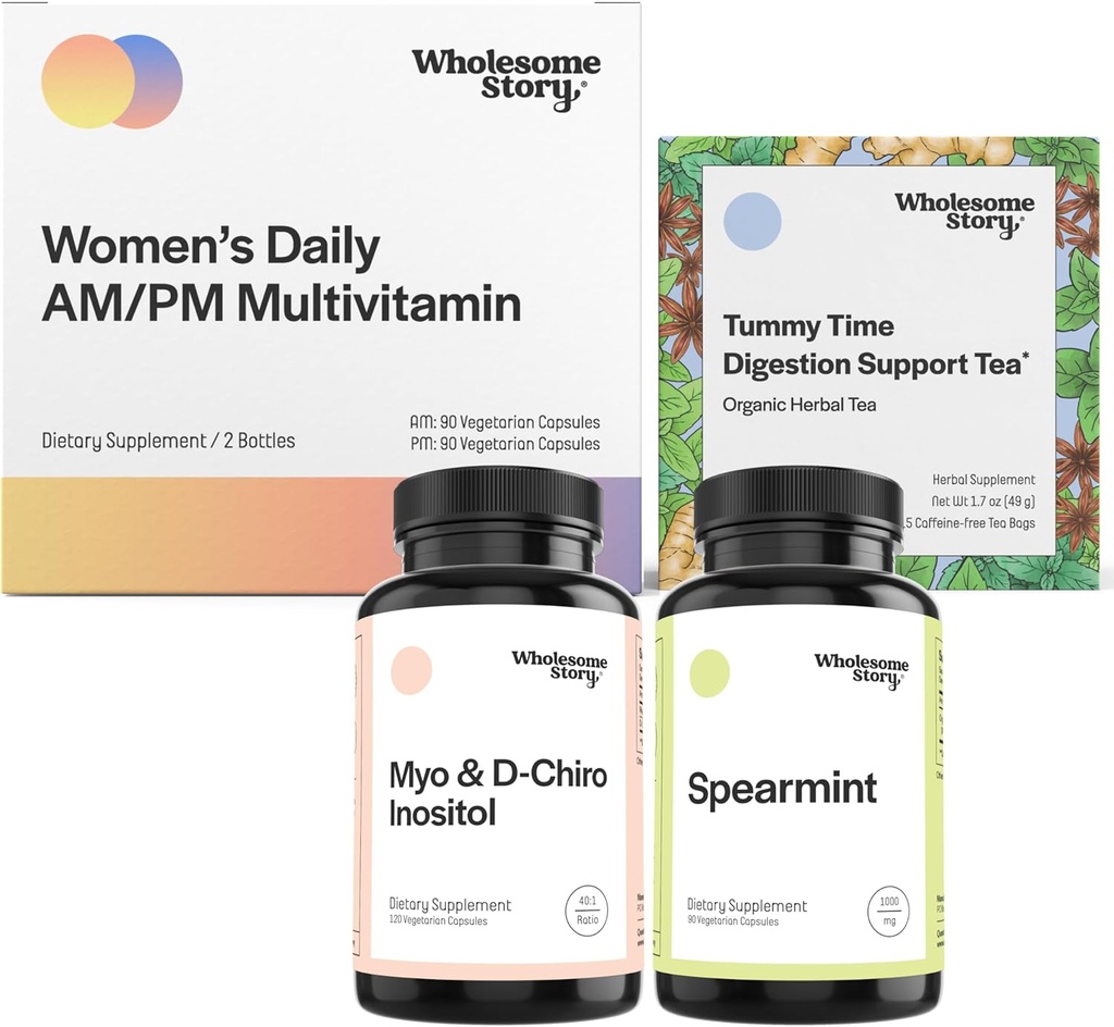 Soporte de equilibrio hormonal Bundle ← Myo-Inositol & D-Chiro Inositol Blend 30 días de suministro Silencio Orgánica Spearmint 30 días de suministro ← Premium Daily Multivtamin for Women 30 días de suministro Silencio Mañana Té 15ct
