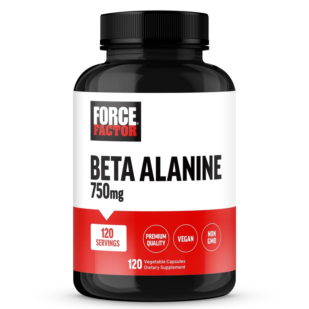 Force Factor Beta Alanine Capsules, Beta-Alanine Endurance Supplement to Boost Performance & Reduce Fatigue, Clinical Dose, Premium Quality, Vegan, Non-GMO, 120 Capsules