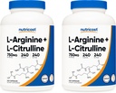 Nutricost L-Arginine L-Citrulline Complex 750mg, 240 Capsules (2 Botellas) - Non-GMO