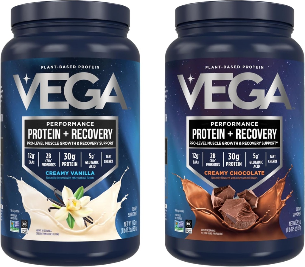 Vega Sport Premium Protein Powder Bundle, Chocolate + Vainilla, planta base Protein Powder Post Workout - Certified Vegan, Vegetarian, Keto-Friendly, Gluten Free, Dairy Free, BCAA Amino Acids