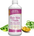 Tesoros enterrados Pelo, Esquía y uñas con MSM Biotina Aloe Vera más Vitaminas y Minerales en un Complejo Alimentario completo líquido de alta potencia para el cabello más completo, uñas más fuertes y piel más clara 16 oz