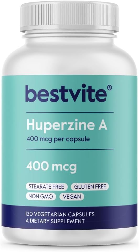 BestVITE Huperzine A 400mcg (120 cápsulas vegetarianas) - No Stearates - Vegan - No GMO - Gluten Gratis