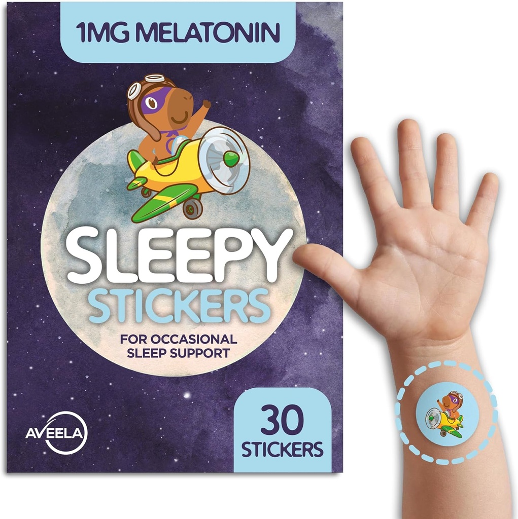 AVEELA Patches para dormir para niños con Melatonin ← Ayuda para dormir natural ← Calma y Relájate Patch to Sleep Better ← Toxin-Free Sleeping Dispositivo para apoyar la calidad del sueño y reducir la fatiga ← Ayuda para el sueño infantil