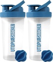 Utopia Home Protein Shaker Botella - (Pack of 2) 28-Ounce Botellas Shaker Para Mezclas Protein - Fitness Sports Classic Protein Mixer Botella (Clear/Navy)