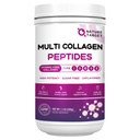 NATURE TARGET Multi Collagen Peptides Powder - Tipo I, II, III, V, X - Hidrolyzed Collagen Peptides with Vitamin C Hyaluronic Acid, Supports Skin Hair Nail & Joint, Grass-Fed, Non-GMO, 50 Servings