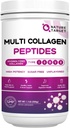 NATURE TARGET Multi Collagen Peptides Powder - Tipo I, II, III, V, X - Hidrolyzed Collagen Peptides with Vitamin C Hyaluronic Acid, Supports Skin Hair Nail & Joint, Grass-Fed, Non-GMO, 50 Servings