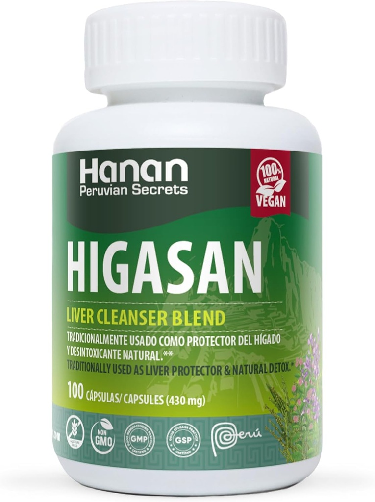 Hanan Higasan Liver Cleanser Blend ← 100 Capsules ← Ayudas naturales en apoyo de la función saludable del hígado y niveles saludables del colesterol (2 Pack)
