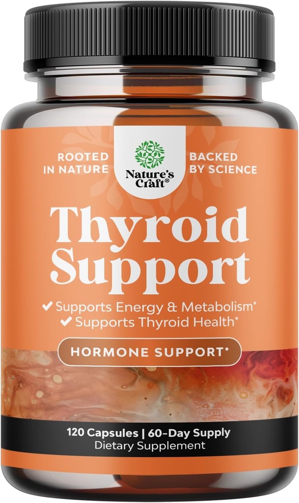Complejo de soporte de tiroides herbales - Potent Kelp Iodine Suplemento con L Tyrosine, Bladderwrack, Selenium " Pure Ashwagandha for Hormone Balance - Mood " Energy Dietary Pills - 120 Halal Capsules