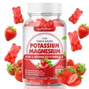 softbear Potasio Gummies para Adultos, Alta Absorción Magnesio Potasio Suplemento con Vitamina B6 para Leg Cramps &amp; Muscle Health Azucar-Free Vegan Strawberry 60 Gummies