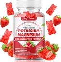 softbear Potasio Gummies para Adultos, Alta Absorción Magnesio Potasio Suplemento con Vitamina B6 para Leg Cramps &amp; Muscle Health Azucar-Free Vegan Strawberry 60 Gummies
