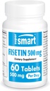 Supersmart - Fisetin 500mg por día (Easy-to-Take) - 98% Suplemento puro de Fisetina - Polifenol altamente biodisponible - Activador Senolítico de Potente latitud No GMO &amp; Gluten Gratis - 60 Tablets