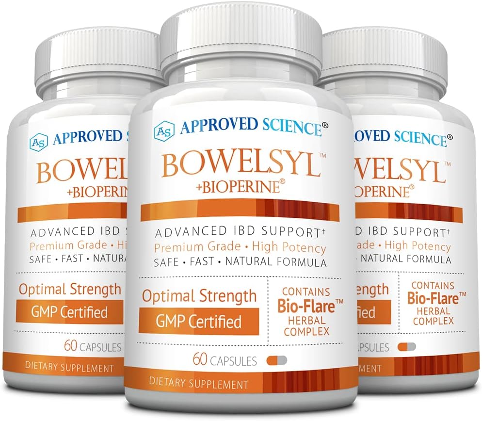 Bowelsyl de Ciencia Aprobada - 360 cápsulas - Soportes GI Tract, Soothes Colon, Restores Nutrients - Alta Absorción - Todo Natural, No GMO