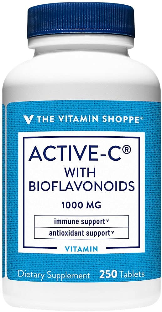 La Vitamina Shoppe Active-C con Bioflavonoides 1000 MG - Antioxidante para la Salud Cardiovascular &amp; Inmune &amp; Protection Against Free Radicals (250 Tablets)